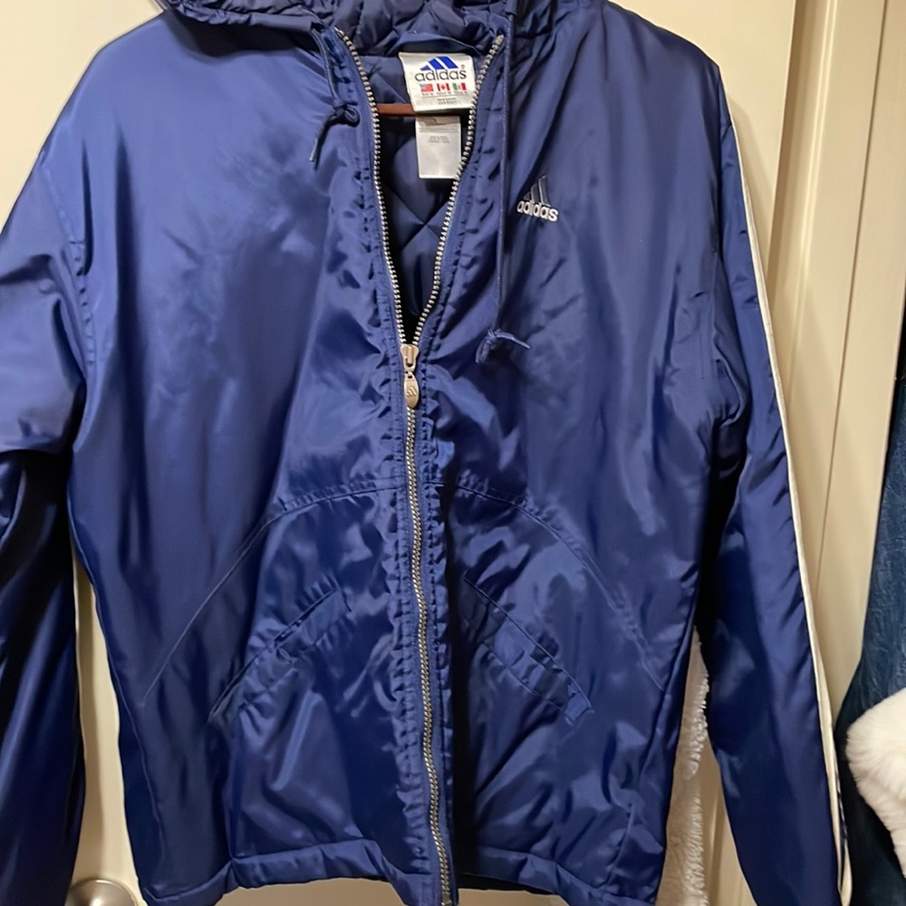 Adidas womens quilted jacket with hood Medium